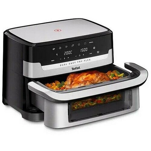 Tefal dual easy fry flex EY922D 9 l stand-alone hot air fryer black, stainless steel Cene
