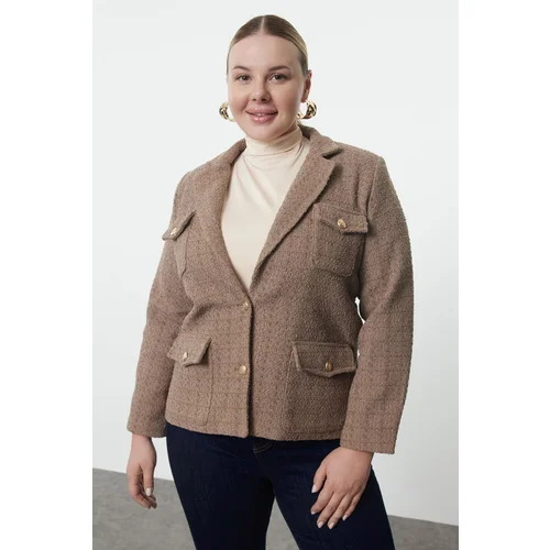 Trendyol Curve Brown Premium Buttoned Flap Pocket Lined Woven Jacket