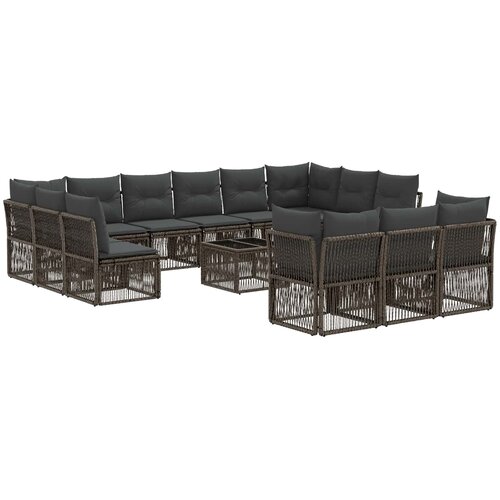 vidaXL Vrtna sedežna garnitura 14 pcs Siva poli ratan, (5000270484) Cene