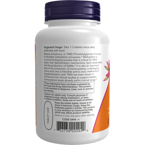 Now Foods TMG betain NOW, 1000 mg (100 tablet) Slike
