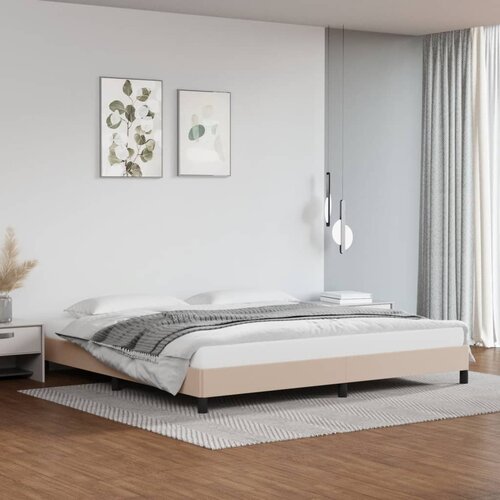 VidaXL Posteljni okvir kapučino 200x200 cm umetno usnje Slike
