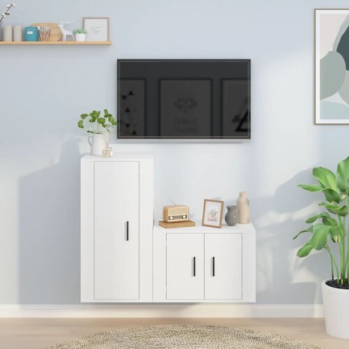 vidaXL Komplet TV omaric 2-delni bel inženirski les Cene