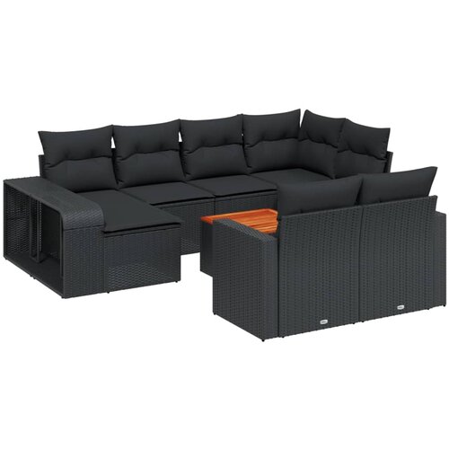  11-dijelni set vrtnih sofa od poliratana s jastucima crni Crna 65.5 x 62 x 69 cm Slike