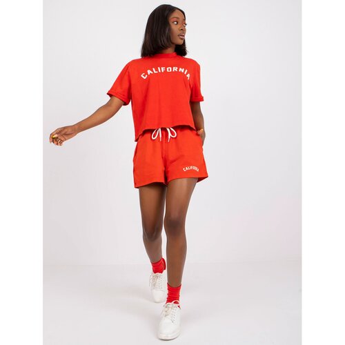 Fashion Hunters Women&amp;#039;s red summer set with a t-shirt Slike