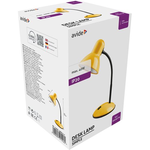 Avide 915562 Namizna svetilka Basic Simple E27 max 40W rumena, (21634994) Slike