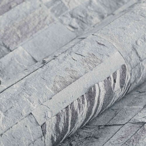  3D tapeta kamena Svjetlosiva 10 x 0 53 m N woven tkanina - Svjetlosiva Slike