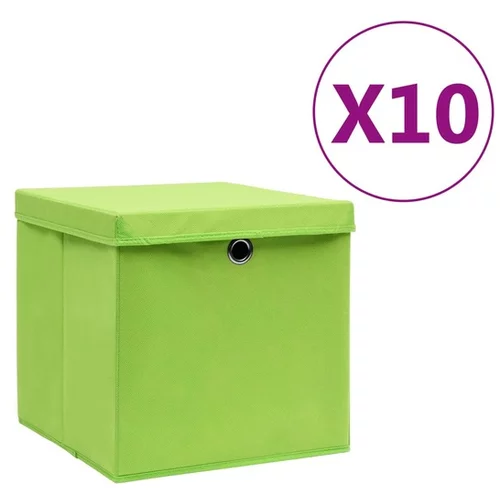  Škatle s pokrovi 10 kosov 28x28x28 cm zelene