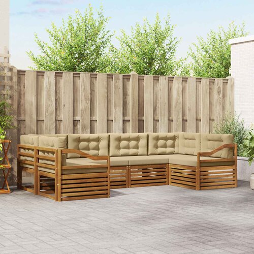  Set vanjskih sofa 6 kom. Prirodna i bež Čvrsto drvo akacije Cijene
