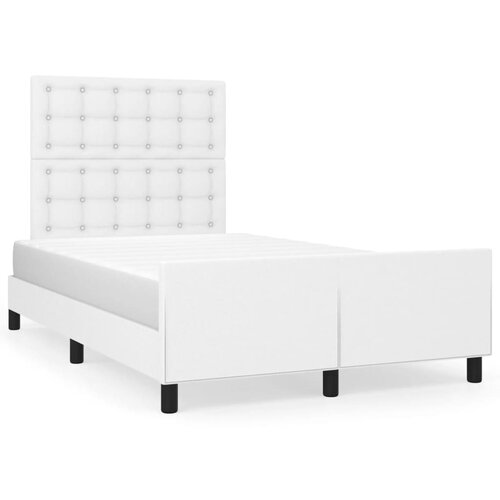  The Living Store Posteljni okvir z vzglavjem bel 120x190 cm umetno usnje - Posteljni Okvir Z Vzglavjem, (21499864) Slike