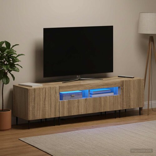  3-dijelni LED TV kabinet ZWOLLE Hrast sonoma Konstruirano drvo Slike