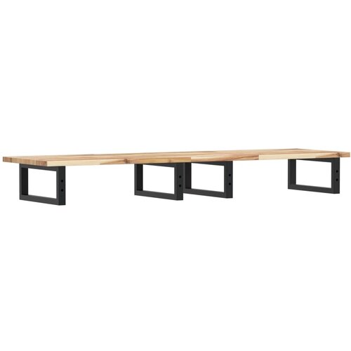  Zidna polica za umivaonik od čelika i masivnog bagremovog drva Smeđa 160 x 40 x 2 cm Slike