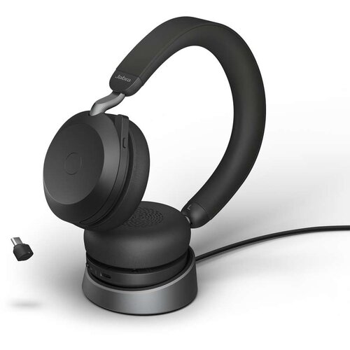 Jabra Evolve2 75 slu&amp;scaron;alice USB-C bežični Bluetooth crni sa stanicom za punjenje [MS certificiran] Slike