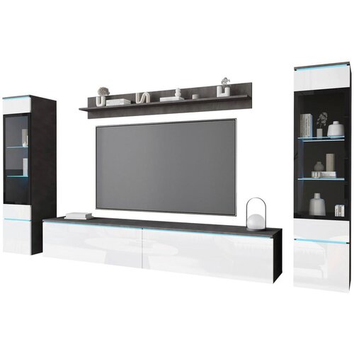 Livetastic Dnevni Regal Vera, Bela, Antracit, 4-Delno, Led Slike
