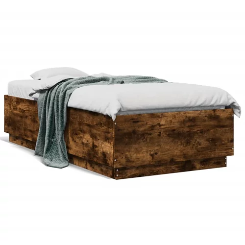 vidaXL Okvir za krevet s LED svjetlima boja hrasta 90 x 190 cm drveni
