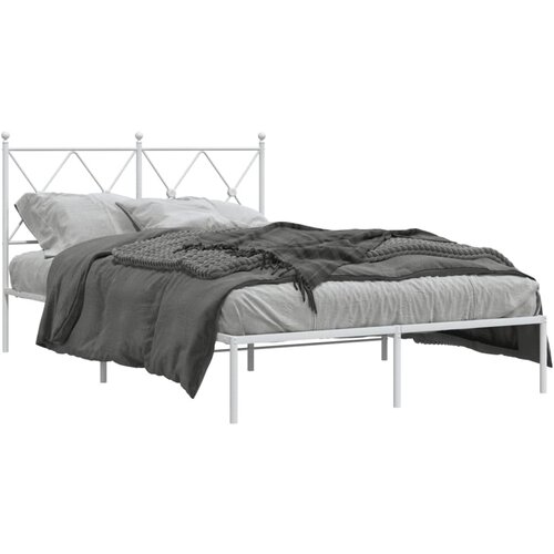 vidaXL Kovinski posteljni okvir z vzglavjem bel 120x200 cm Cene