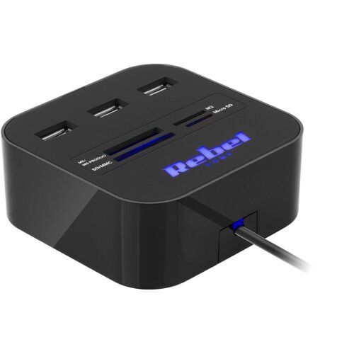 Rebel USB Hub 2.0 razdelnik sa 3 porta i čitačem memorijskih kartica KOM1020 Cene