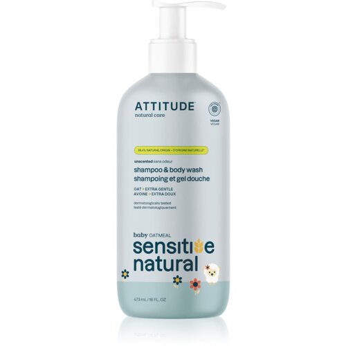 Attitude Sensitive Natural Baby Oatmeal šampon in gel za umivanje 2v1 za občutljivo kožo za otroke 473 ml Cene