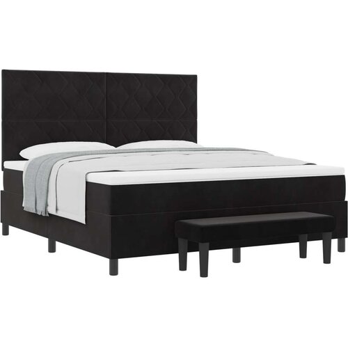 Box Postelja z vzmetnico z vzmetnico Črna 180 x 200 cm Žamet, (5000141807) Cene