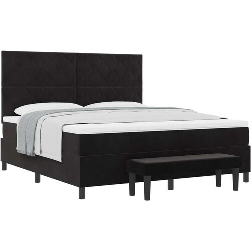 Box spring krevet s madracem i klupom crni 180x200 cm baršun Cijene