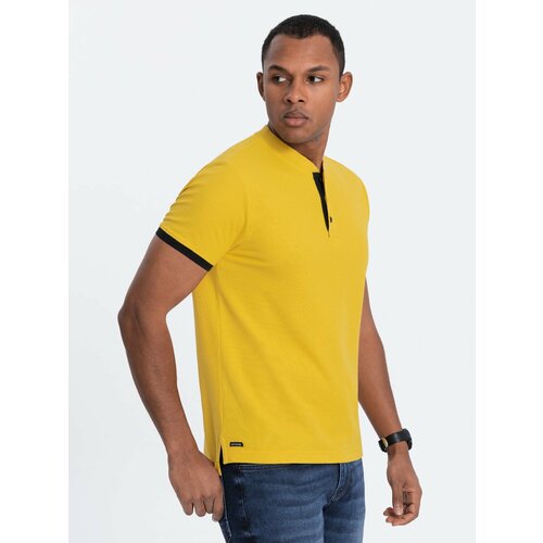 Ombre Men's collarless polo shirt - yellow Slike