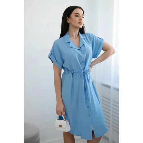 Kesi Viscose dress with a tie at the waist blue