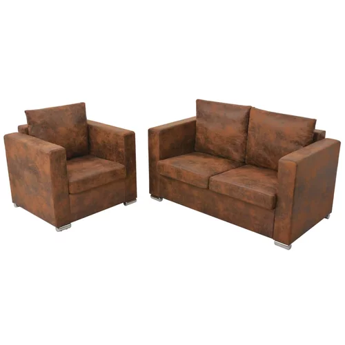  2-dijelni set sofa od umjetne brušene kože