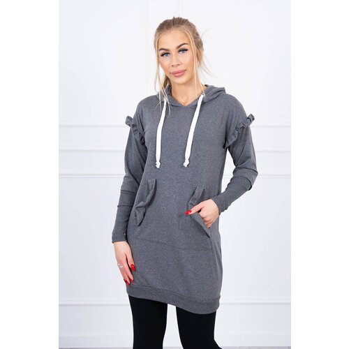 Kesi Dress with decorative ruffles and a graphite hood Cijene