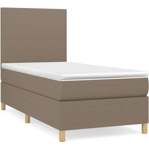  Krevet s oprugama i madracem smeđesivi 100 x 200 cm od tkanine Slike