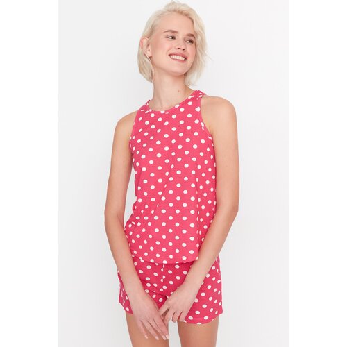Trendyol Fuchsia Polka Dot Knitted Pajamas Set Slike