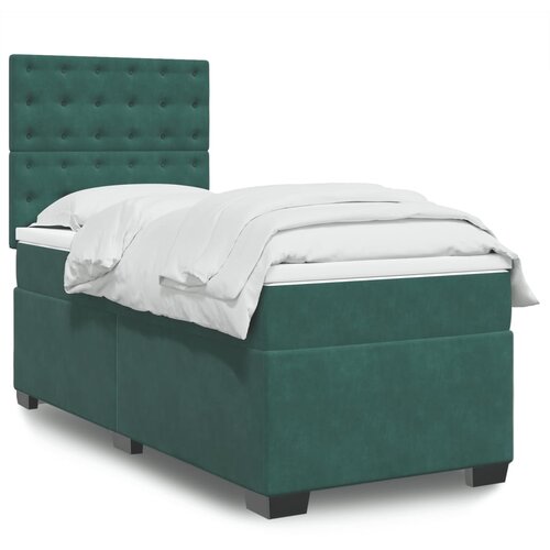 VidaXL Box spring krevet s madracem tamnozeleni 90x190 cm bar&amp;scaron;unasti Slike