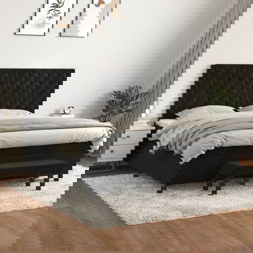 VidaXL Krevet s oprugama i madracem crni 160x200 cm bar&amp;scaron;unasti Slike