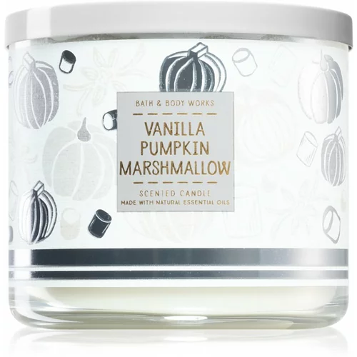 Bath & Body Works Vanilla Pumpkin Marshmallow mirisna svijeća s esencijalnim uljem 411 g