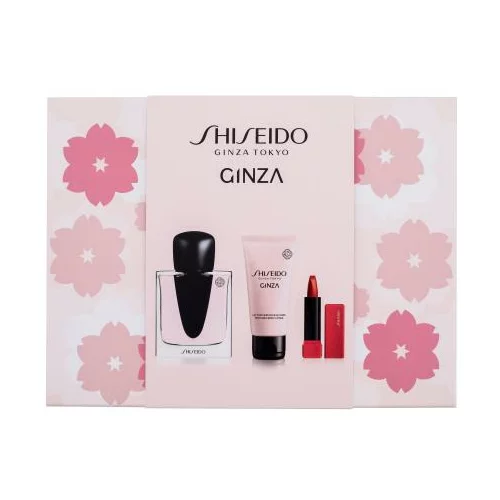 Shiseido Ginza Set parfumska voda 50 ml + losjon za telo 50 ml + šminka Techno Satin Gel Lipstick 2 g za ženske