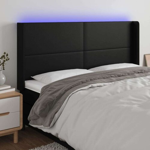  Uzglavlje crno 203 x 16 x 118/128 cm od umjetna koža Slike