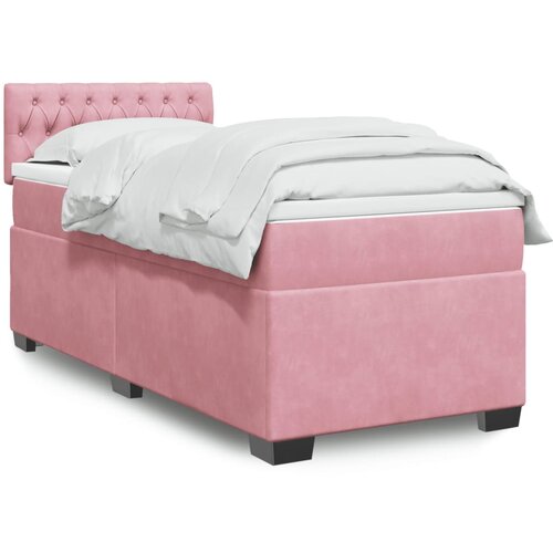 vidaXL Box spring postelja z vzmetnico roza 90x200 cm žamet Cene