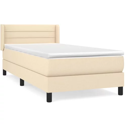 vidaXL Box spring postelja z vzmetnico krem 80x200 cm blago, (20896478)