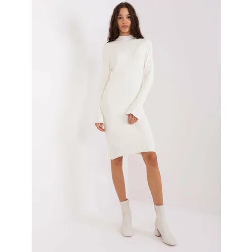 Fashion Hunters Ecru knitted dress with bell sleeves