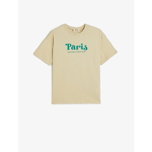 Koton Paris Theme T-Shirt with Print on the Back Short Sleeved Crew Neck Cotton Cene