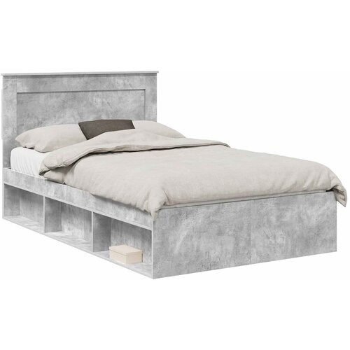  Krevetna konstrukcija s ladicama Betonska siva 135 x 190 cm Bijela Slike
