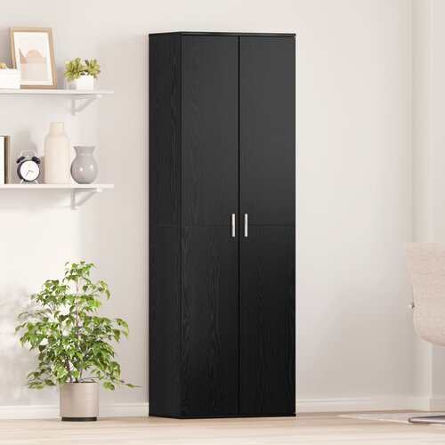 VidaXL Visoka omara Črna hrast 60x35x180 cm Inženirski les Slike