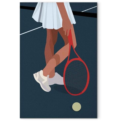  Slika - Female Tennis Player With a Red Racket on the Court - Graphics 60x90 Premium Print Slike