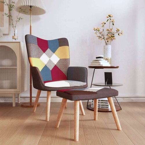  Stolica za opuštanje s osloncem za noge patchwork od tkanine Cijene