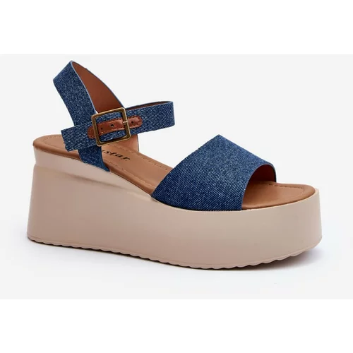 Kesi Women's blue denim wedge sandals by Geferia