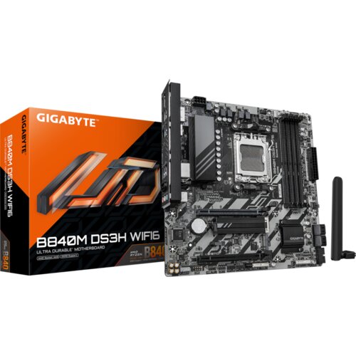 Gigabyte MB B840M DS3H WF6 AM5, 4x DDR5, 2x M.2, 4x SATA 1x HDMI, 2x DP, RAID, 6x USB, mATX Cijene