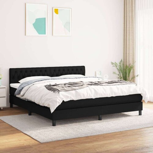  Box spring postelja z vzmetnico črna 180x200 cm blago, (20791665) Slike