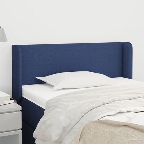 VidaXL Vzglavje z u&amp;scaron;esi moder 103x16x78/88 cm blago Slike