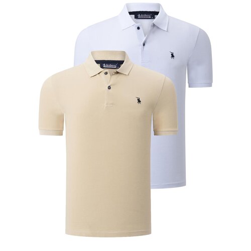 Dewberry DUAL SET T8561 MENS TSHIRT-WHITE-BEIGE Cijene
