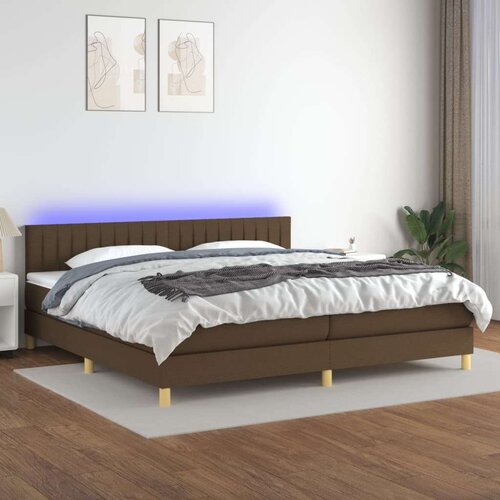  Krevet box spring s madracem LED tamnosmeđi 200x200 cm tkanina Cijene