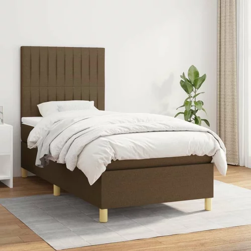  Box spring postelja z vzmetnico temno rjava 100x200 cm blago, (20725083)