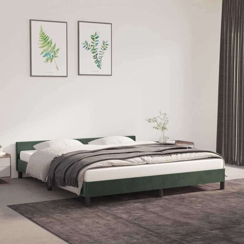 VidaXL okvir za krevet s uzglavljem tamnozeleni 160x200 cm bar&amp;scaron;unasti Slike